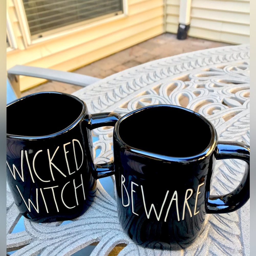 Rae Dunn Set of 2 Halloween Mugs Double Sided Wicked Witch Mug
& Beware Mug